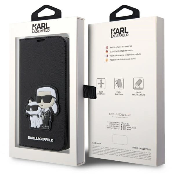 Karl Lagerfeld KLBKP14LSANKCPK iPhone 14 Pro 6.1" bookcase black/black Saffiano Karl & Choupetteeng