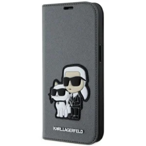 Karl Lagerfeld KLBKP14SSANKCPG iPhone 14 6.1" bookcase silver/silver Saffiano Karl & Choupetteeng