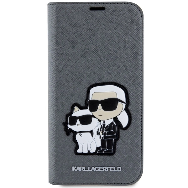 Karl Lagerfeld KLBKP14SSANKCPG iPhone 14 6.1" bookcase silver/silver Saffiano Karl & Choupetteeng