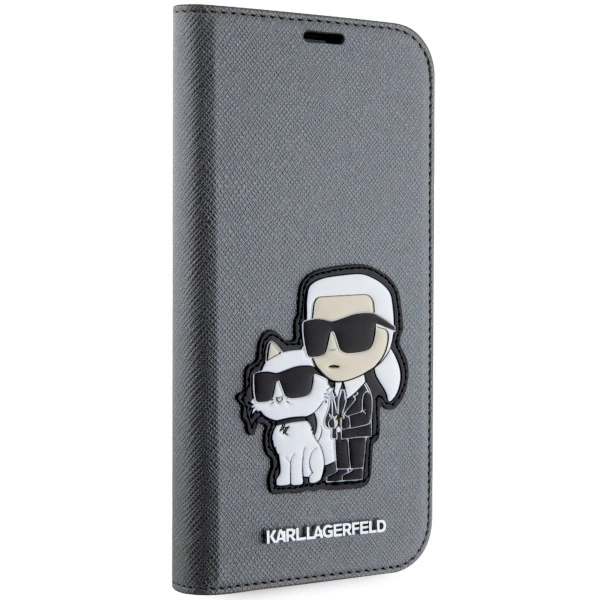 Karl Lagerfeld KLBKP14SSANKCPG iPhone 14 6.1" bookcase silver/silver Saffiano Karl & Choupetteeng
