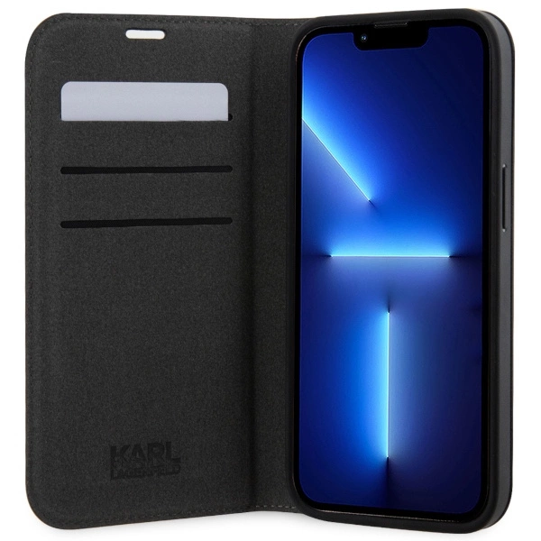 Karl Lagerfeld KLBKP14XSAKLHPG iPhone 14 Pro Max 6.7" bookcase silver/silver Saffiano Monogrameng