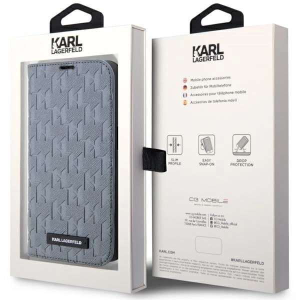Karl Lagerfeld KLBKP14XSAKLHPG iPhone 14 Pro Max 6.7" bookcase silver/silver Saffiano Monogrameng