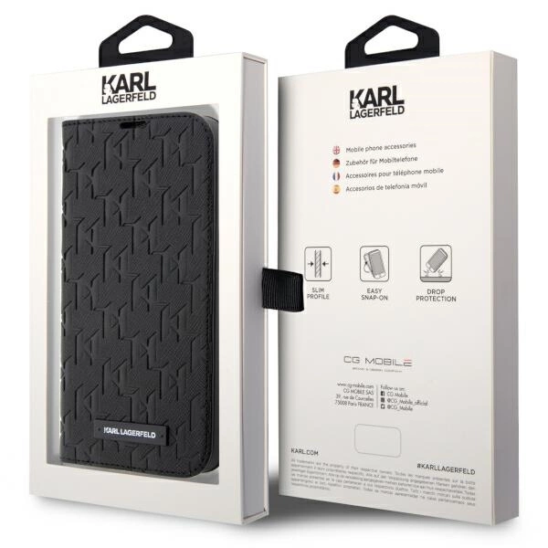 Karl Lagerfeld KLBKP14XSAKLHPK iPhone 14 Pro Max 6.7" bookcase black/black Saffiano Monogrameng