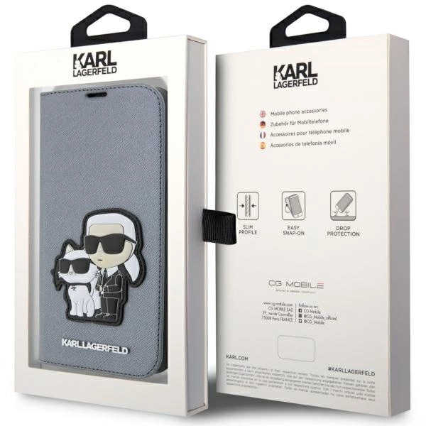 Karl Lagerfeld KLBKP14XSANKCPG iPhone 14 Pro Max 6.7" bookcase silver/silver Saffiano Karl & Choupetteeng