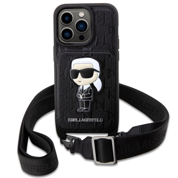 Karl Lagerfeld KLHCP14LCSAKHPKK iPhone 14 Pro 6.1" hardcase black/black Crossbody Saffiano Monogram Ikonikeng