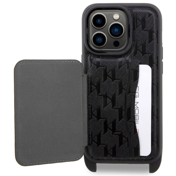 Karl Lagerfeld KLHCP14LCSAKHPKK iPhone 14 Pro 6.1" hardcase black/black Crossbody Saffiano Monogram Ikonikeng