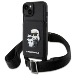 Karl Lagerfeld Crossbody Saffiano Karl&Choupette Case for iPhone 14 Plus - Blackeng