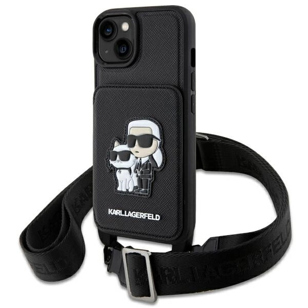 Karl Lagerfeld Crossbody Saffiano Karl&Choupette Case for iPhone 14 Plus - Blackeng