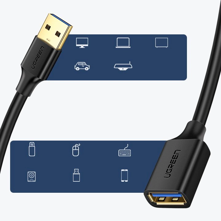 Ugreen cable extension cable USB 3.0 (female) - USB 3.0 (male) adapter 1m black (10368)eng