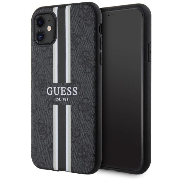 Guess GUHMN61P4RPSK iPhone 11 / Xr black/black hardcase 4G Printed Stripes MagSafeeng