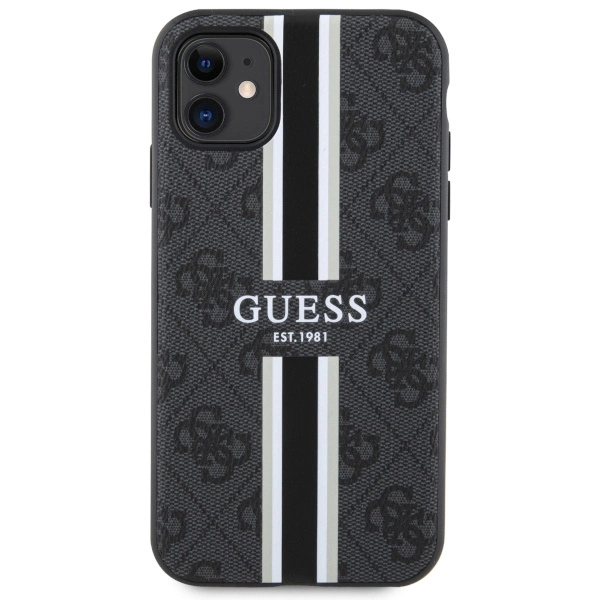 Guess GUHMN61P4RPSK iPhone 11 / Xr black/black hardcase 4G Printed Stripes MagSafeeng