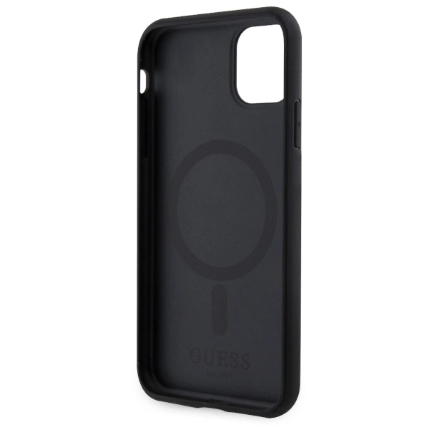 Guess GUHMN61P4RPSK iPhone 11 / Xr black/black hardcase 4G Printed Stripes MagSafeeng