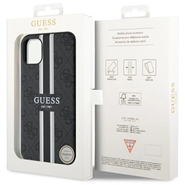 Guess GUHMN61P4RPSK iPhone 11 / Xr black/black hardcase 4G Printed Stripes MagSafeeng