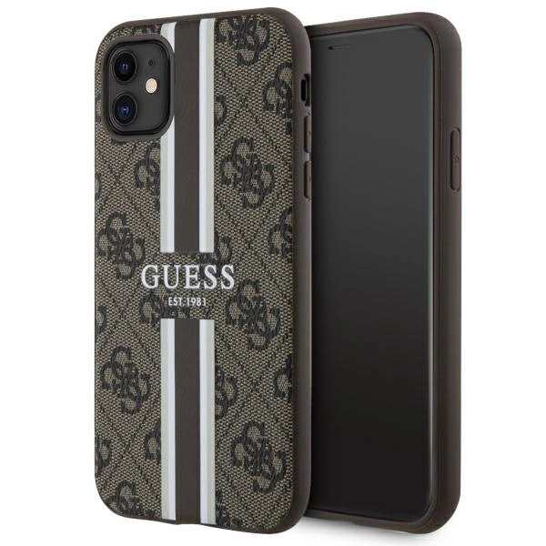 Guess GUHMN61P4RPSW iPhone 11 / Xr brown/brown hardcase 4G Printed Stripes MagSafeeng