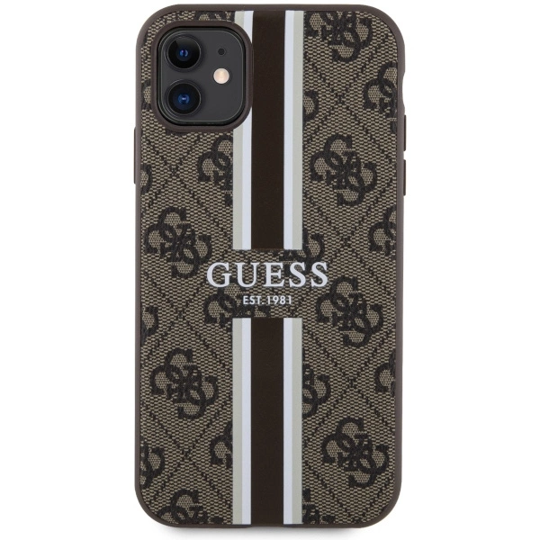 Guess GUHMN61P4RPSW iPhone 11 / Xr brown/brown hardcase 4G Printed Stripes MagSafeeng