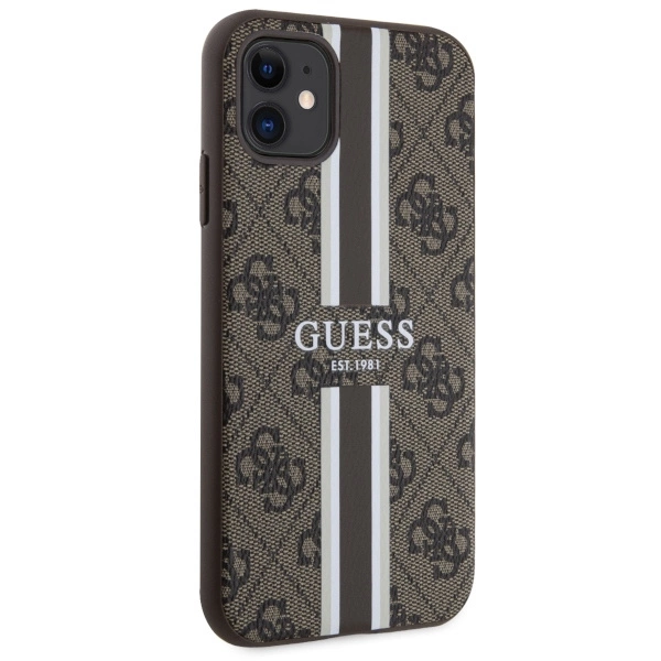 Guess GUHMN61P4RPSW iPhone 11 / Xr brown/brown hardcase 4G Printed Stripes MagSafeeng