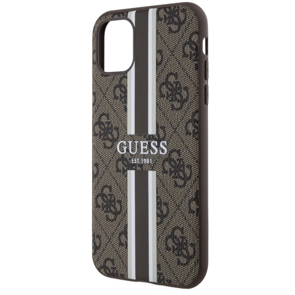Guess GUHMN61P4RPSW iPhone 11 / Xr brown/brown hardcase 4G Printed Stripes MagSafeeng