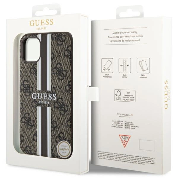 Guess GUHMN61P4RPSW iPhone 11 / Xr brown/brown hardcase 4G Printed Stripes MagSafeeng