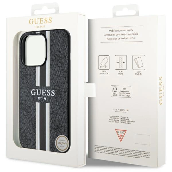 Guess GUHMP13LP4RPSK iPhone 13 Pro / 13 6.1" black/black hardcase 4G Printed Stripes MagSafeeng