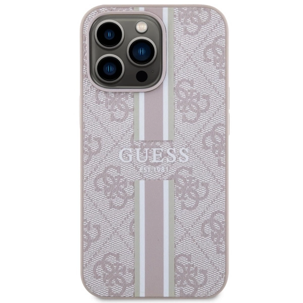 Guess GUHMP13LP4RPSP iPhone 13 Pro / 13 6.1" pink/pink hardcase 4G Printed Stripes MagSafeeng