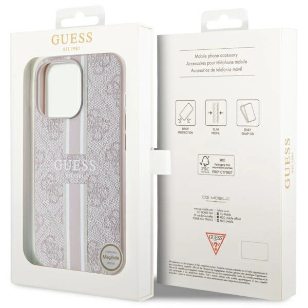 Guess GUHMP13LP4RPSP iPhone 13 Pro / 13 6.1" pink/pink hardcase 4G Printed Stripes MagSafeeng