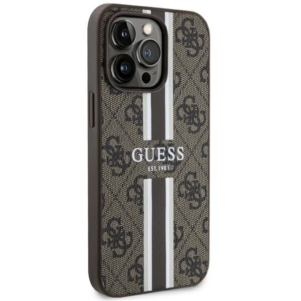 Guess GUHMP13LP4RPSW iPhone 13 Pro / 13 6.1" brown/brown hardcase 4G Printed Stripes MagSafeeng