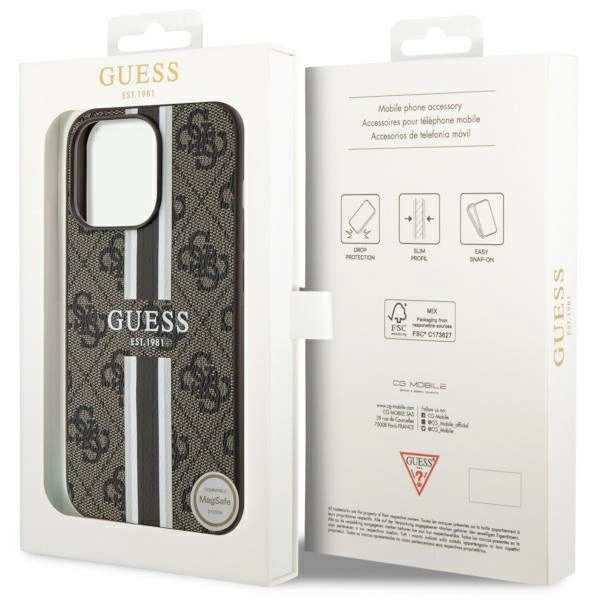 Guess GUHMP13LP4RPSW iPhone 13 Pro / 13 6.1" brown/brown hardcase 4G Printed Stripes MagSafeeng