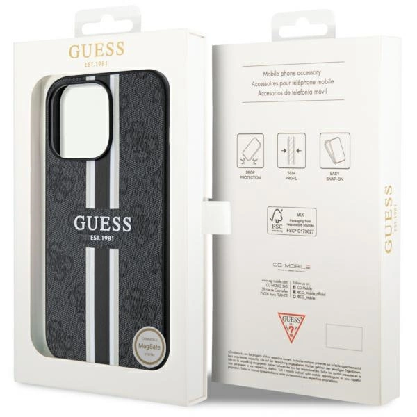 Guess GUHMP13XP4RPSK iPhone 13 Pro Max 6.7" black/black hardcase 4G Printed Stripes MagSafeeng