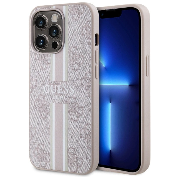 Guess GUHMP13XP4RPSP iPhone 13 Pro Max 6.7" pink/pink hardcase 4G Printed Stripes MagSafeeng