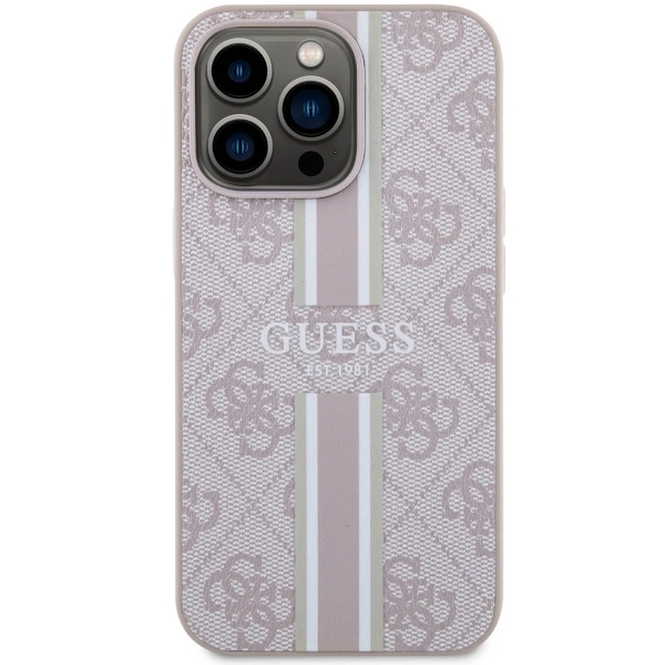 Guess GUHMP13XP4RPSP iPhone 13 Pro Max 6.7" pink/pink hardcase 4G Printed Stripes MagSafeeng