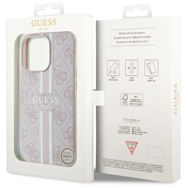 Guess GUHMP13XP4RPSP iPhone 13 Pro Max 6.7" pink/pink hardcase 4G Printed Stripes MagSafeeng