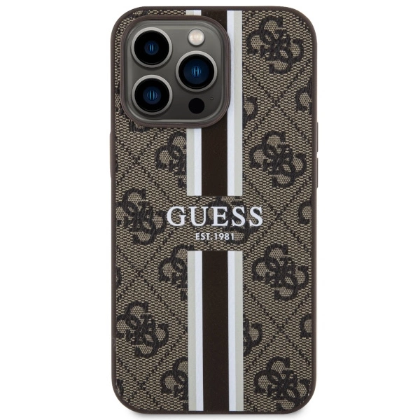 Guess GUHMP13XP4RPSW iPhone 13 Pro Max 6.7" brown/brown hardcase 4G Printed Stripes MagSafeeng