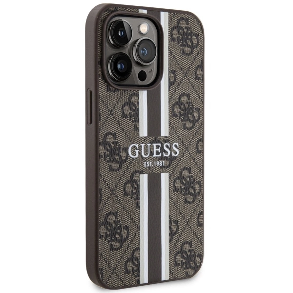 Guess GUHMP13XP4RPSW iPhone 13 Pro Max 6.7" brown/brown hardcase 4G Printed Stripes MagSafeeng