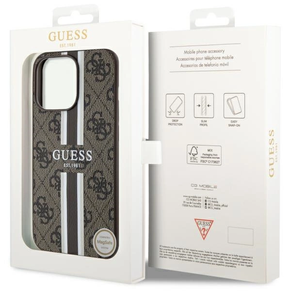 Guess GUHMP13XP4RPSW iPhone 13 Pro Max 6.7" brown/brown hardcase 4G Printed Stripes MagSafeeng