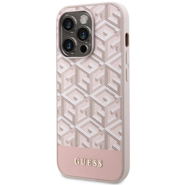 Guess GUHMP14LHGCFSEP iPhone 14 Pro 6.1" pink/pink hard case GCube Stripes MagSafeeng