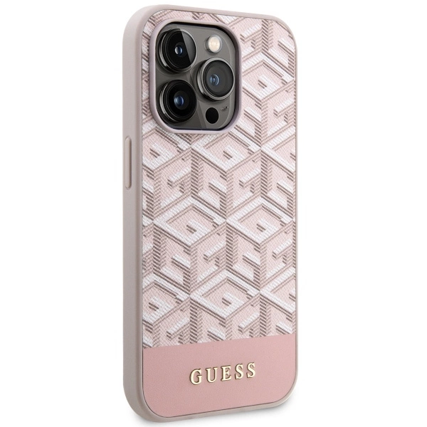 Guess GUHMP14LHGCFSEP iPhone 14 Pro 6.1" pink/pink hard case GCube Stripes MagSafeeng