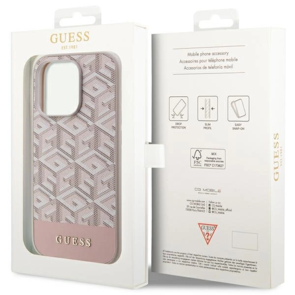 Guess GUHMP14LHGCFSEP iPhone 14 Pro 6.1" pink/pink hard case GCube Stripes MagSafeeng