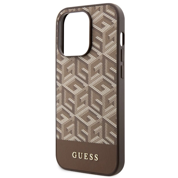 Guess GUHMP14LHGCFSEW iPhone 14 Pro 6.1" brown/brown hard case GCube Stripes MagSafeeng