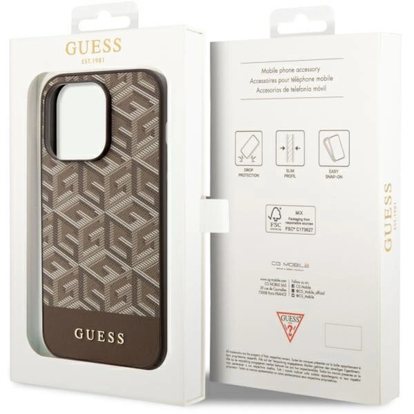 Guess GUHMP14LHGCFSEW iPhone 14 Pro 6.1" brown/brown hard case GCube Stripes MagSafeeng