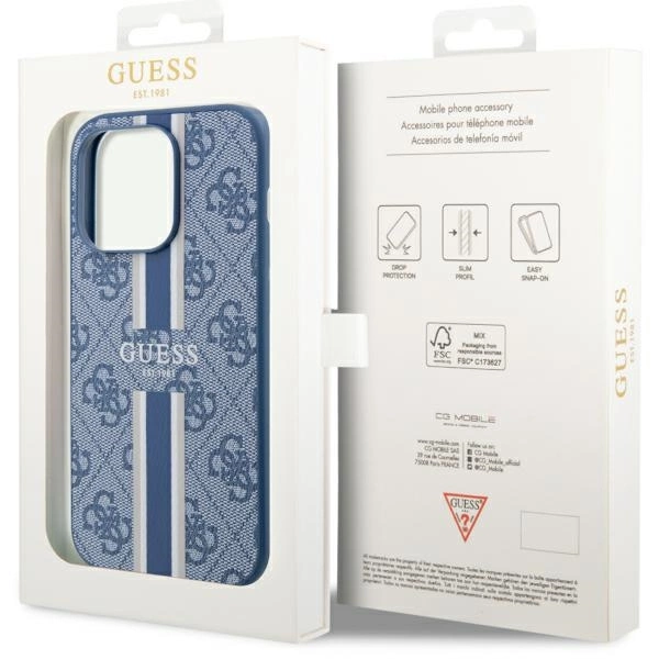 Guess GUHMP14LP4RPSB iPhone 14 Pro 6.1" blue/blue hardcase 4G Printed Stripes MagSafeeng
