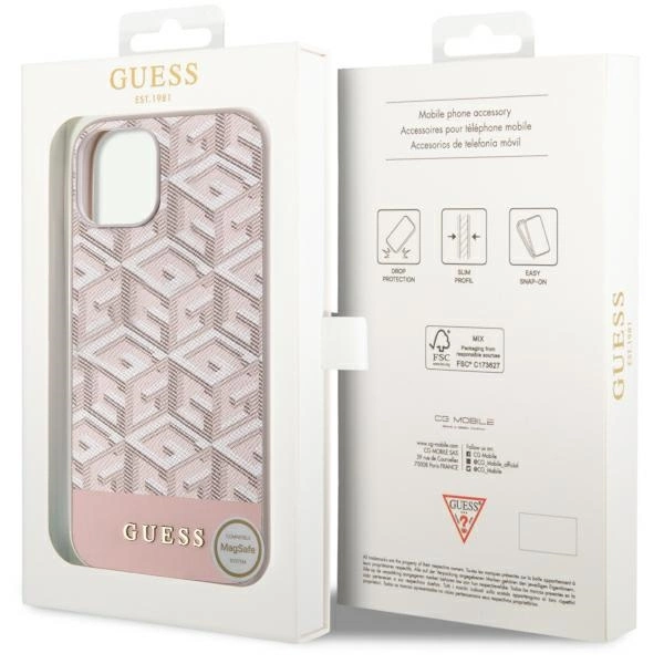 Guess GUHMP14MHGCFSEP iPhone 14 Plus 6.7" pink/pink hard case GCube Stripes MagSafeeng