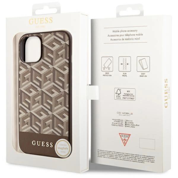 Guess GUHMP14MHGCFSEW iPhone 14 Plus 6.7" brown/brown hard case GCube Stripes MagSafeeng