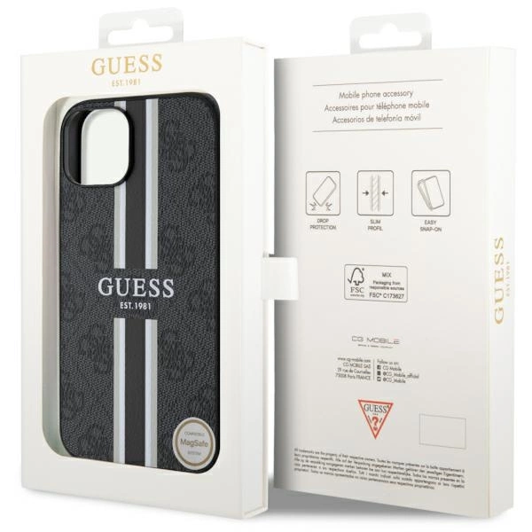 Guess GUHMP14MP4RPSK iPhone 14 Plus 6.7" black/black hardcase 4G Printed Stripes MagSafeeng