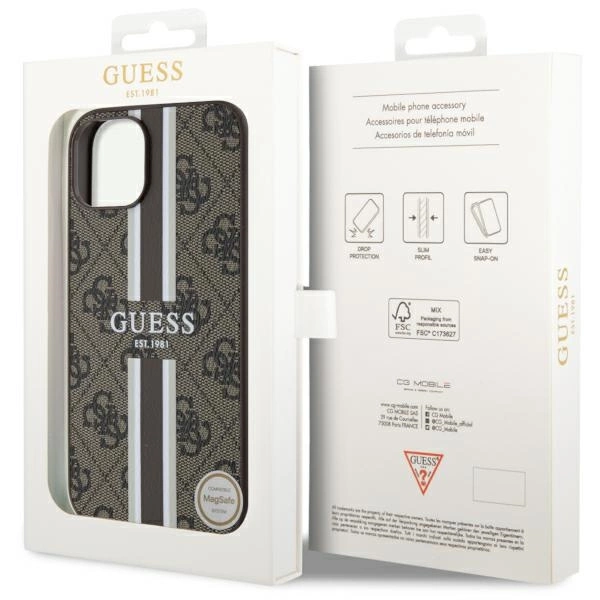 Guess GUHMP14MP4RPSW iPhone 14 Plus 6.7" brown/brown hardcase 4G Printed Stripes MagSafeeng