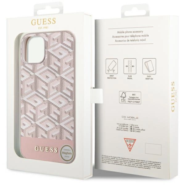 Guess GUHMP14SHGCFSEP iPhone 14 6.1" pink/pink hard case GCube Stripes MagSafeeng