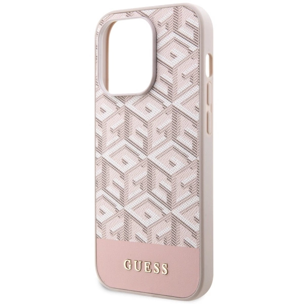 Guess GUHMP14XHGCFSEP iPhone 14 Pro Max 6.7" pink/pink hard case GCube Stripes MagSafeeng