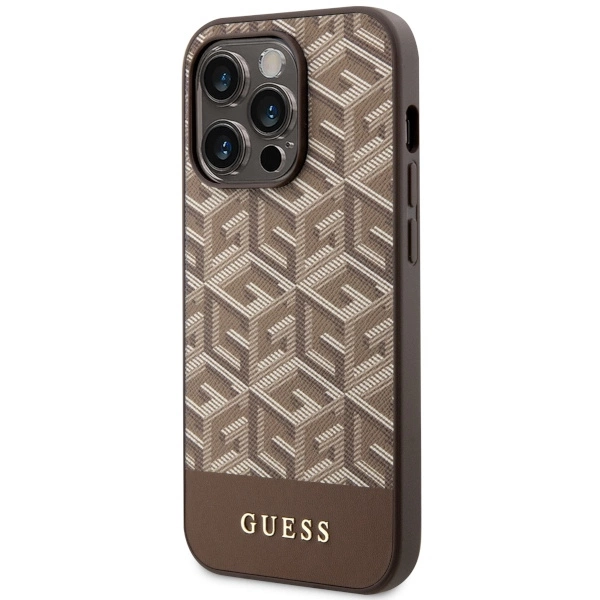 Guess GUHMP14XHGCFSEW iPhone 14 Pro Max 6.7" brown/brown hard case GCube Stripes MagSafeeng