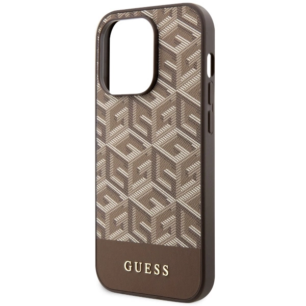 Guess GUHMP14XHGCFSEW iPhone 14 Pro Max 6.7" brown/brown hard case GCube Stripes MagSafeeng
