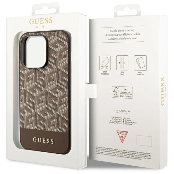 Guess GUHMP14XHGCFSEW iPhone 14 Pro Max 6.7" brown/brown hard case GCube Stripes MagSafeeng