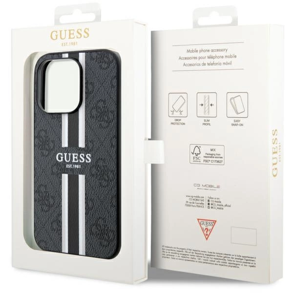 Guess GUHMP14XP4RPSK iPhone 14 Pro Max 6.7" black/black hardcase 4G Printed Stripes MagSafeeng